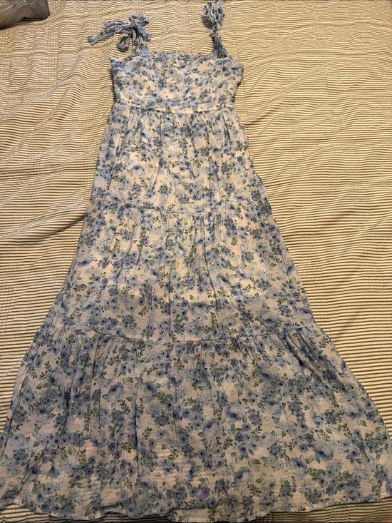 Dresses & Skirts - Blue Floral Tie-Shoulder Maxi Dress